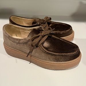 Hush Puppies Brown Velvet Platform Shoes